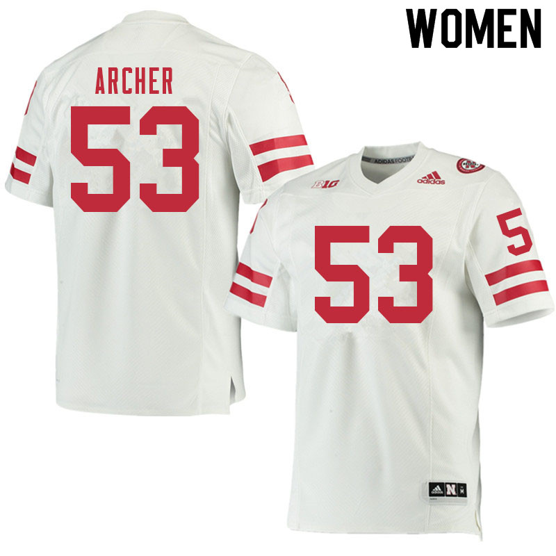 Women #53 Jake Archer Nebraska Cornhuskers College Football Jerseys Sale-White - Click Image to Close
